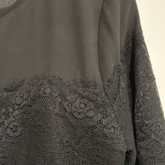 Karl Lagerfeld lace and ribbed 3/4 arm blouse - Picture 3 of 4